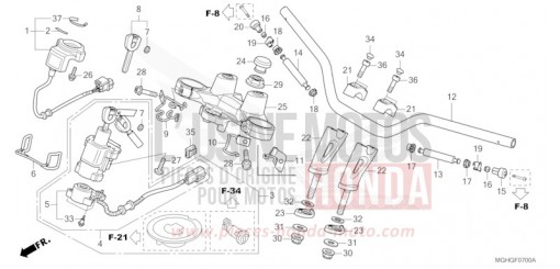 TUYAU DE GUIDON/PONT SUPERIEUR VFR1200XDG de 2016